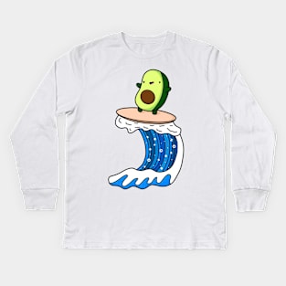 Funny Surfing Avocado Kids Long Sleeve T-Shirt